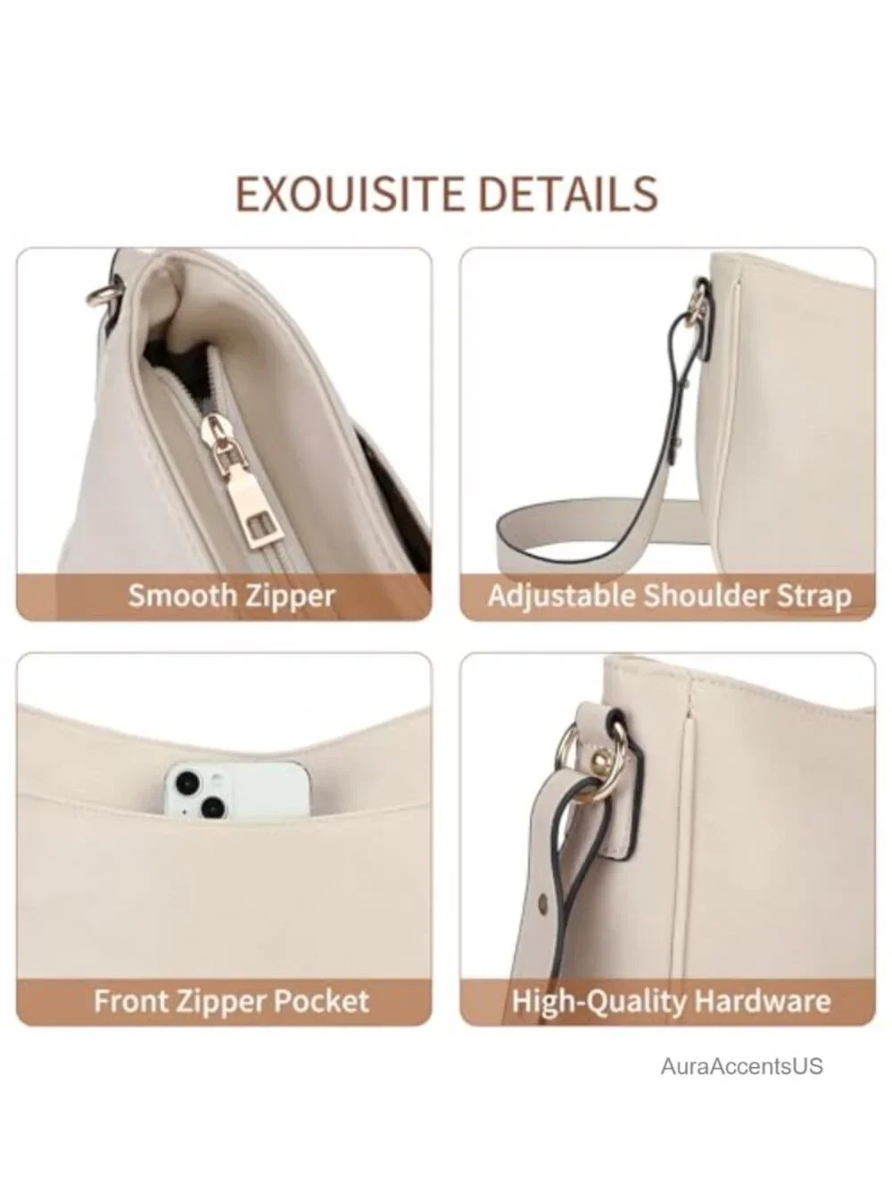 Vegan Leather Hobo Tote Bag Women Slouchy Shoulder Purse Travel